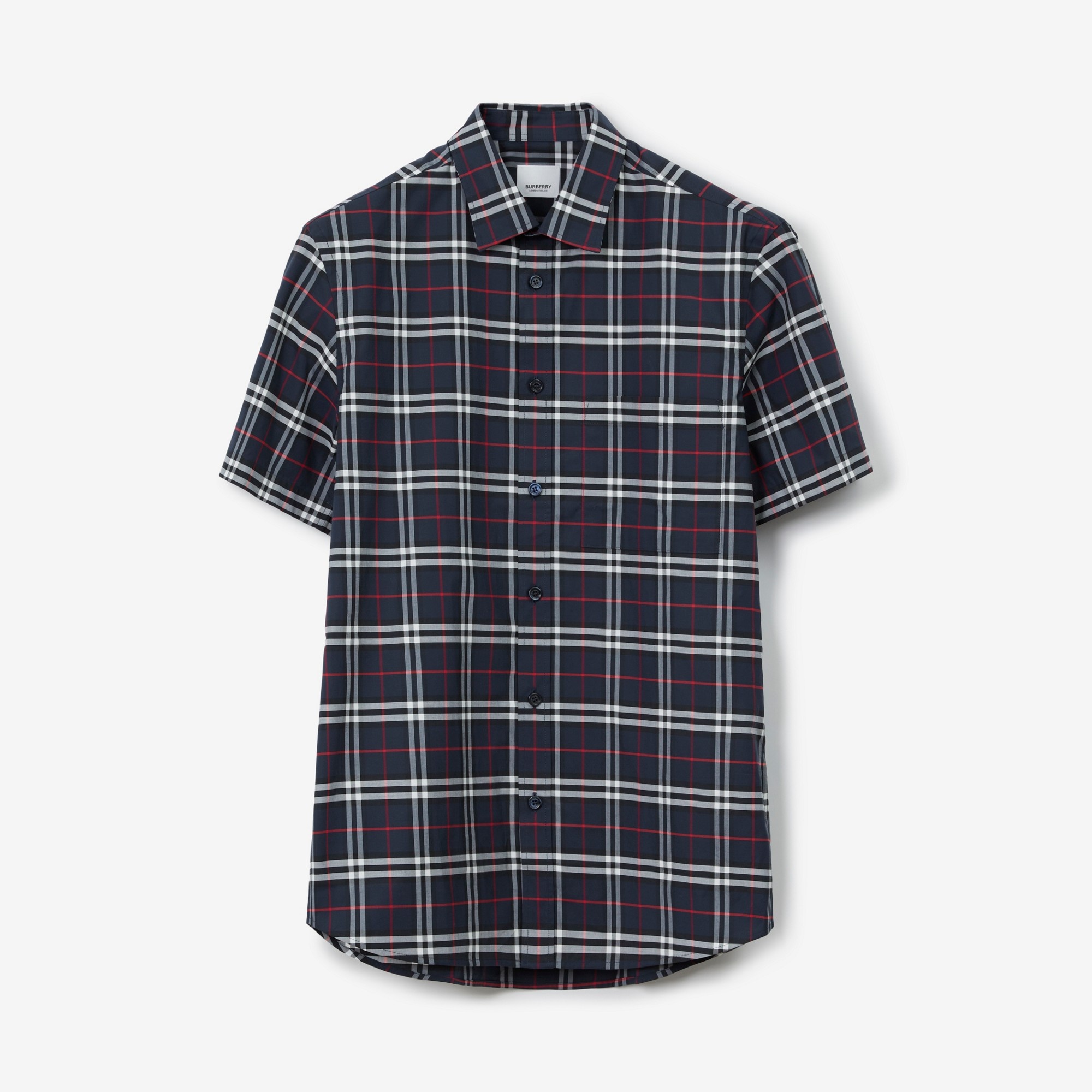 Burberry Short-sleeve Small Scale Check Stretch Cotton Shirt