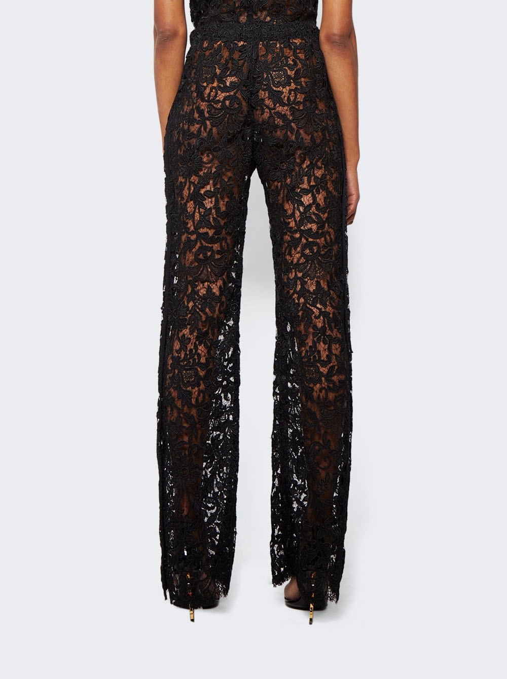 Floral Guipure Lace Pants Black - 5