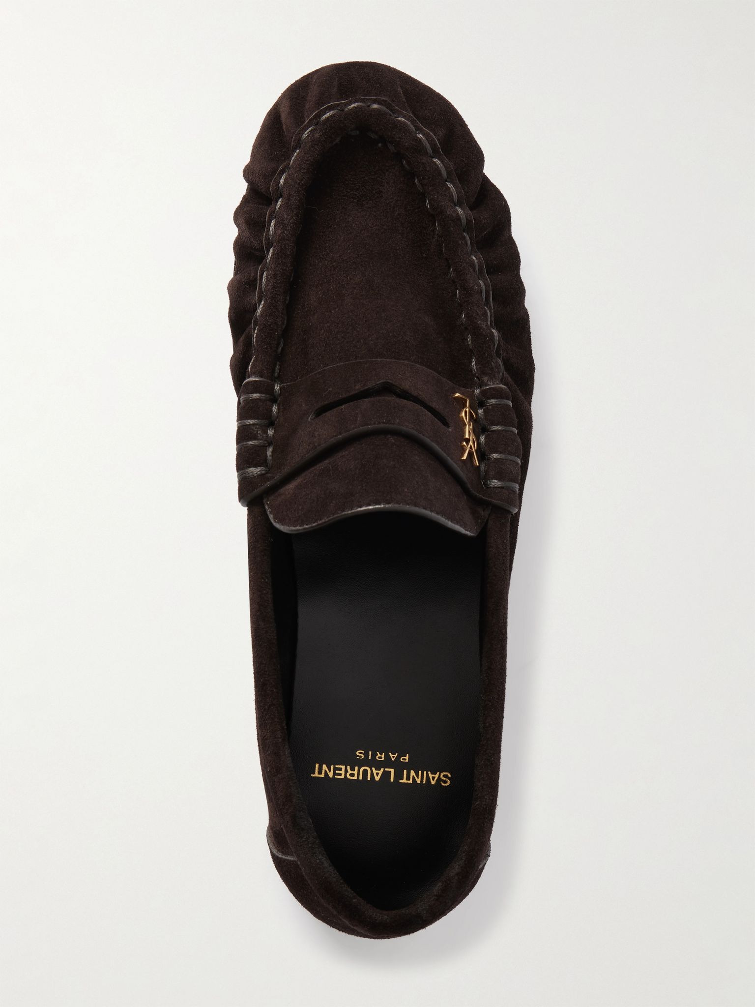 Le Loafer logo-embellished suede loafers Dark brown - 5