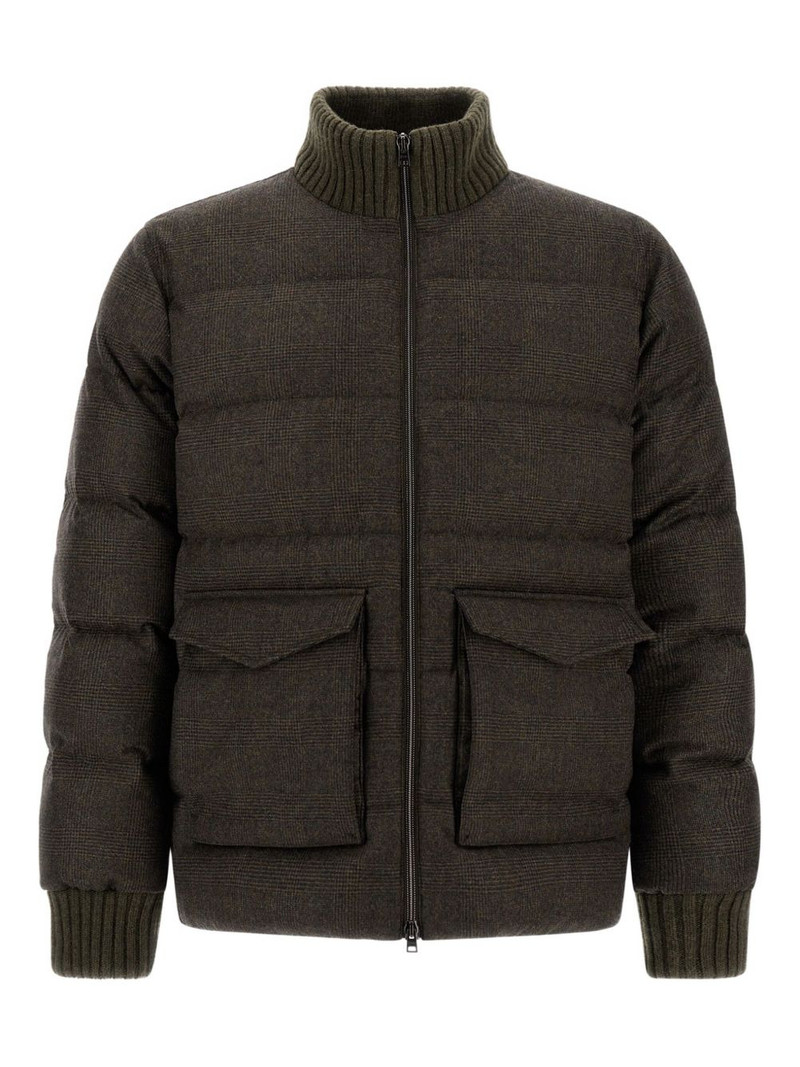 Herno check-pattern quilted jacket outlook