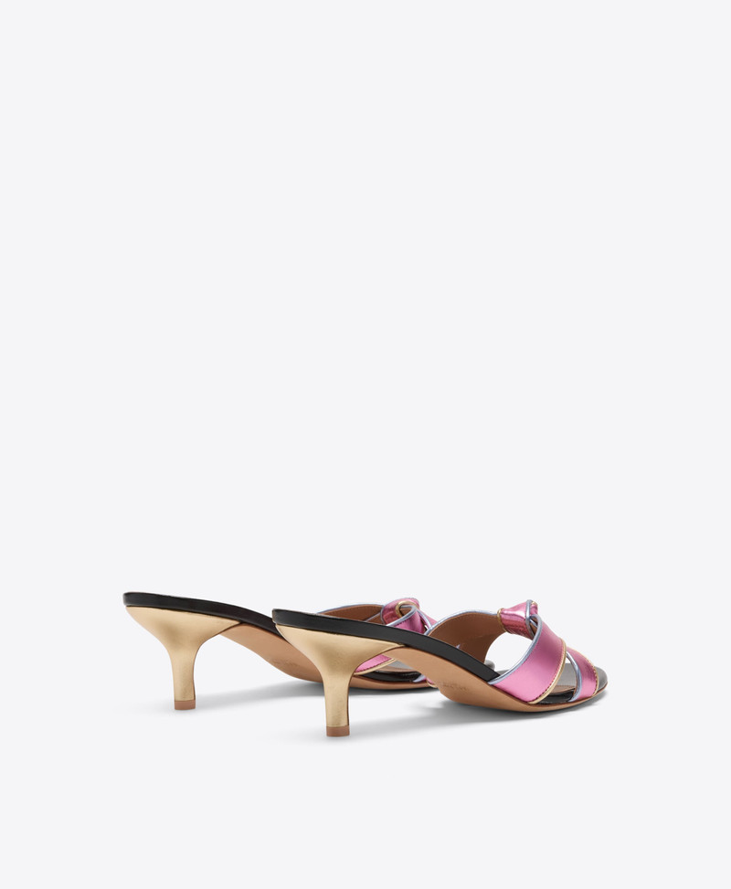 Raquel 45 Pink Knotted Metallic Leather Sandals 3