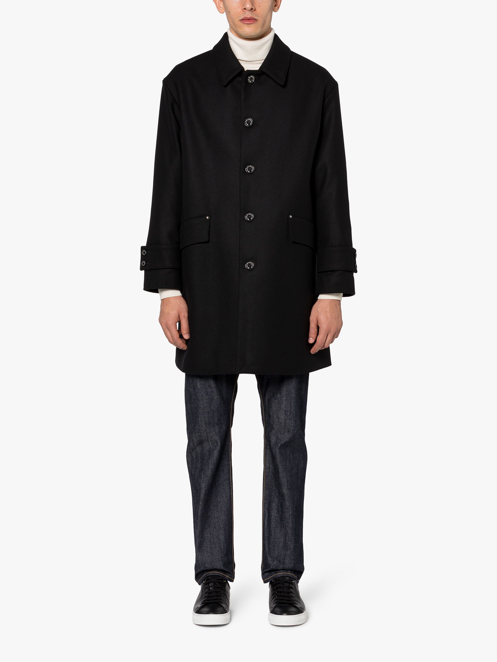 HUMBIE NAVY WOOL OVERCOAT - 3