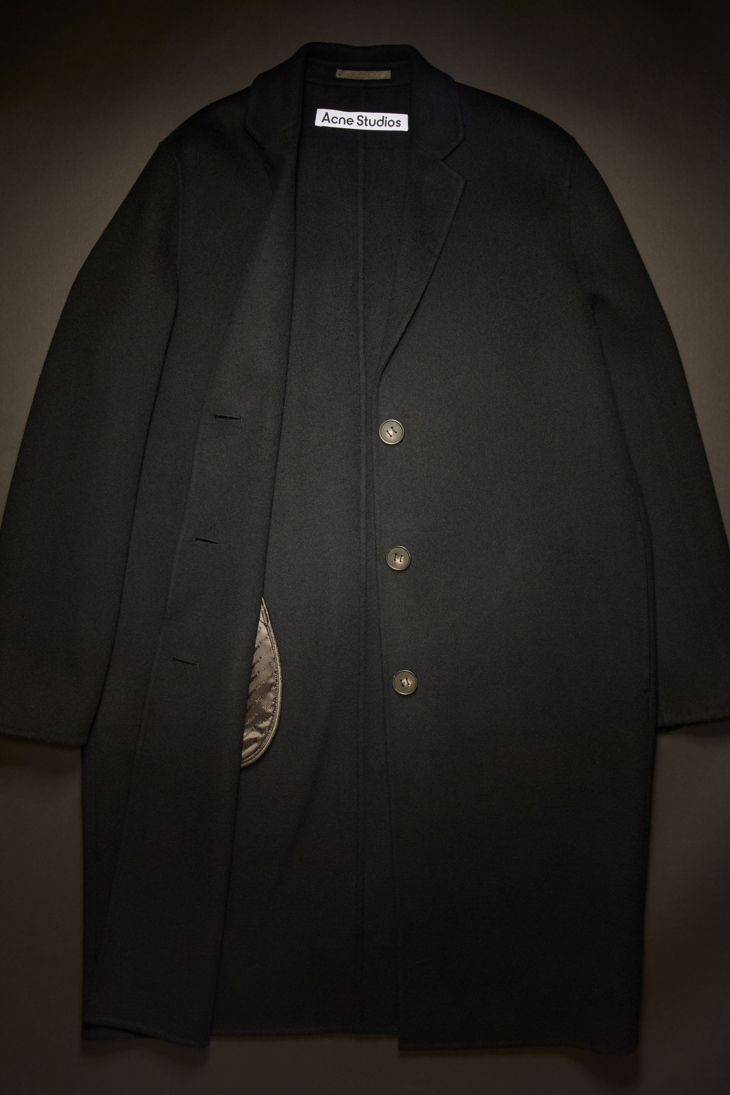 Single-breasted wool coat black - 7