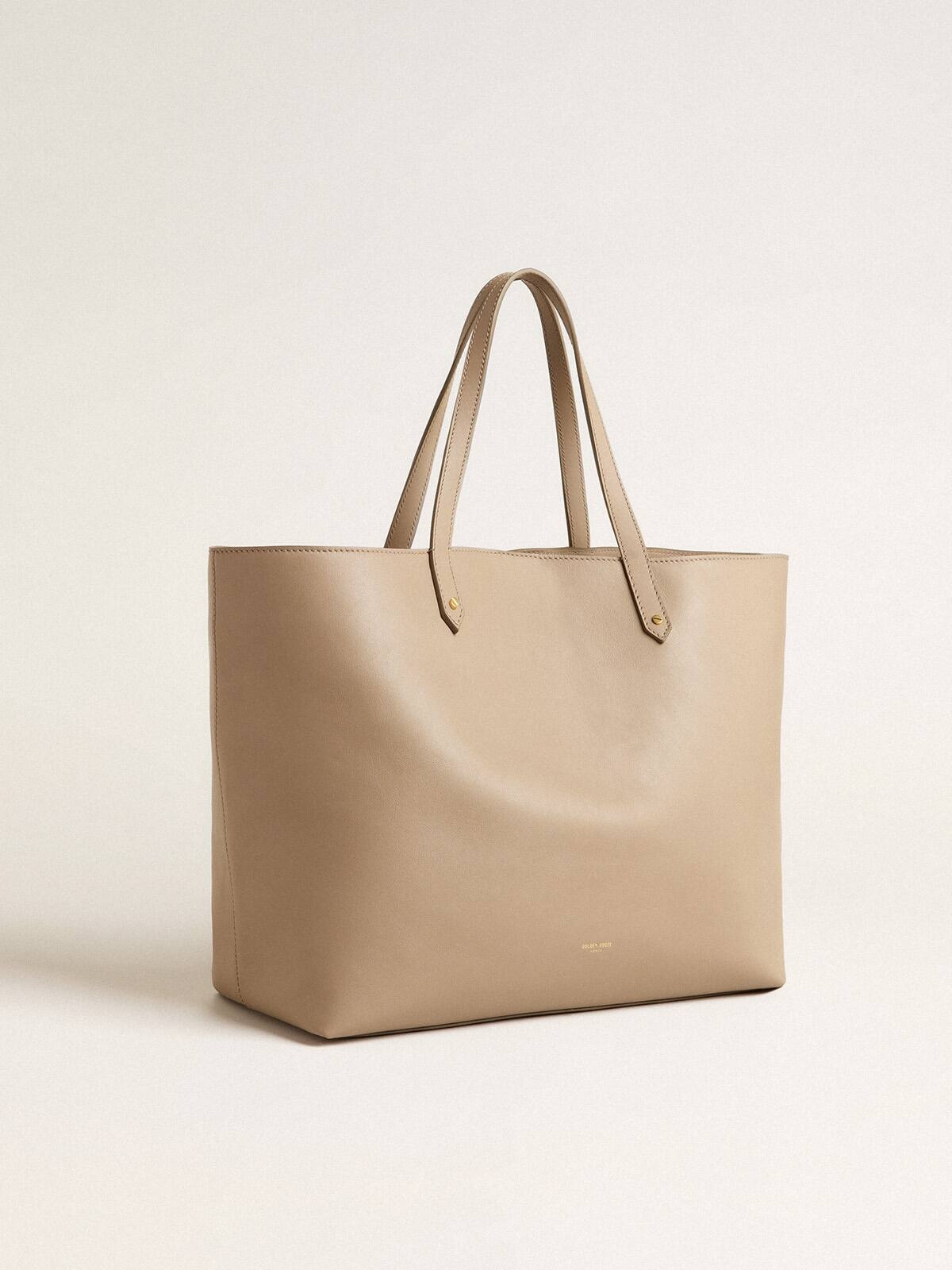 Dove-gray Pasadena Bag in smooth leather with gold logo - 2