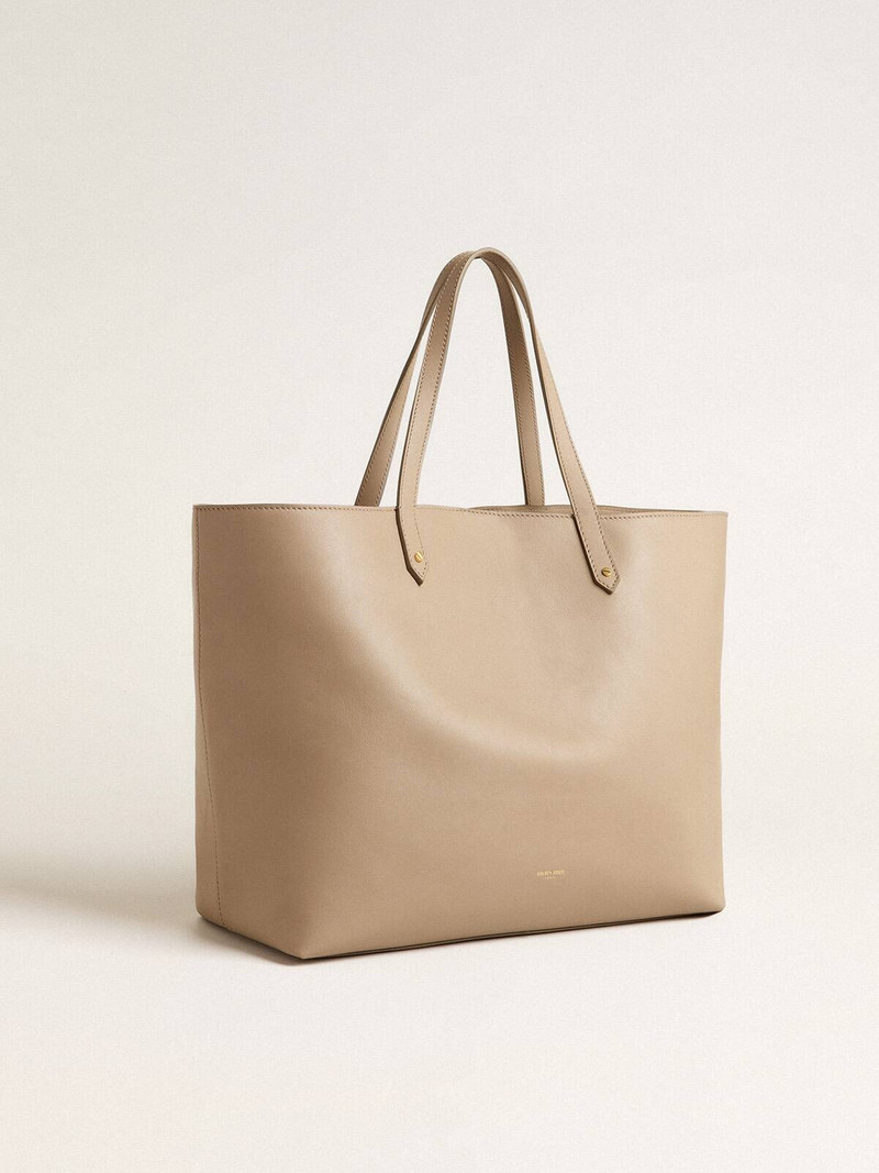 Golden Goose Dove-gray Pasadena Bag in smooth leather with gold logo outlook