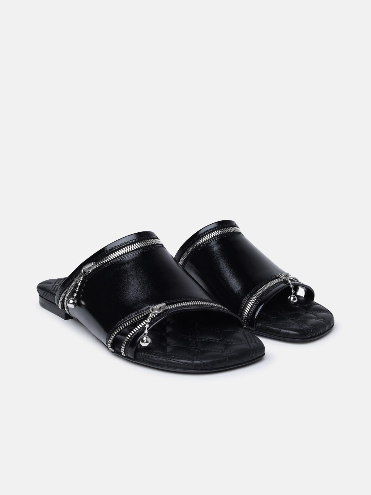 BLACK LEATHER SLIPPERS - 2