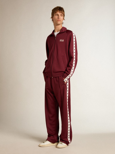 Golden Goose Men’s burgundy joggers with stars on the sides outlook