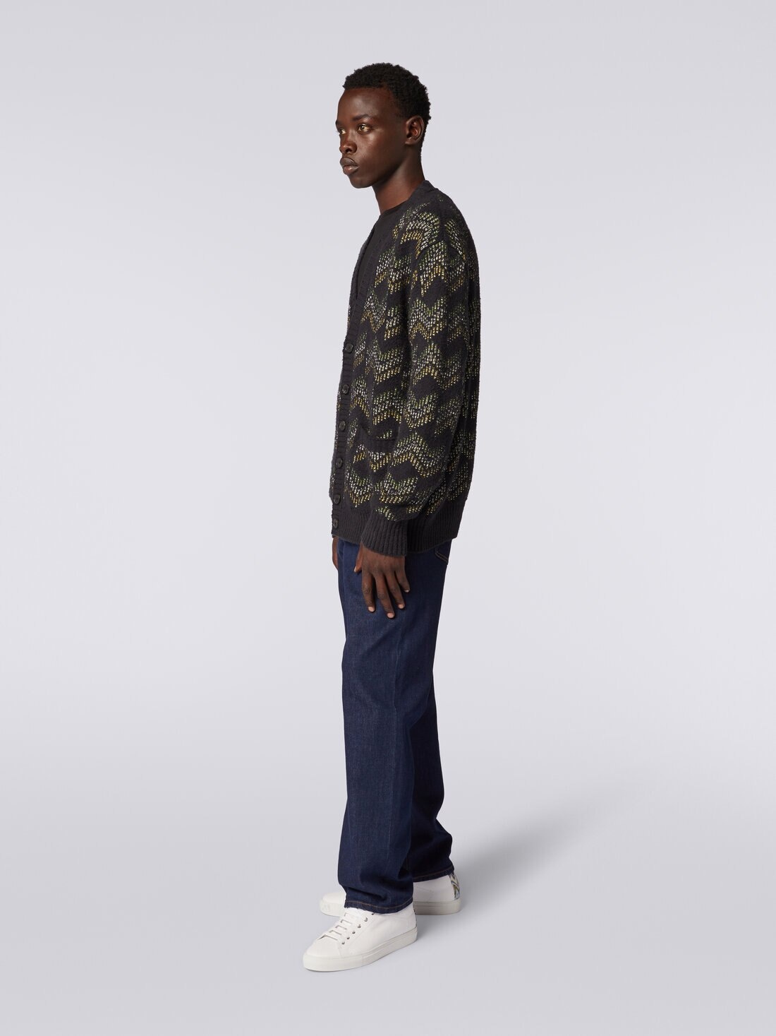 Cotton blend V-neck cardigan - 3