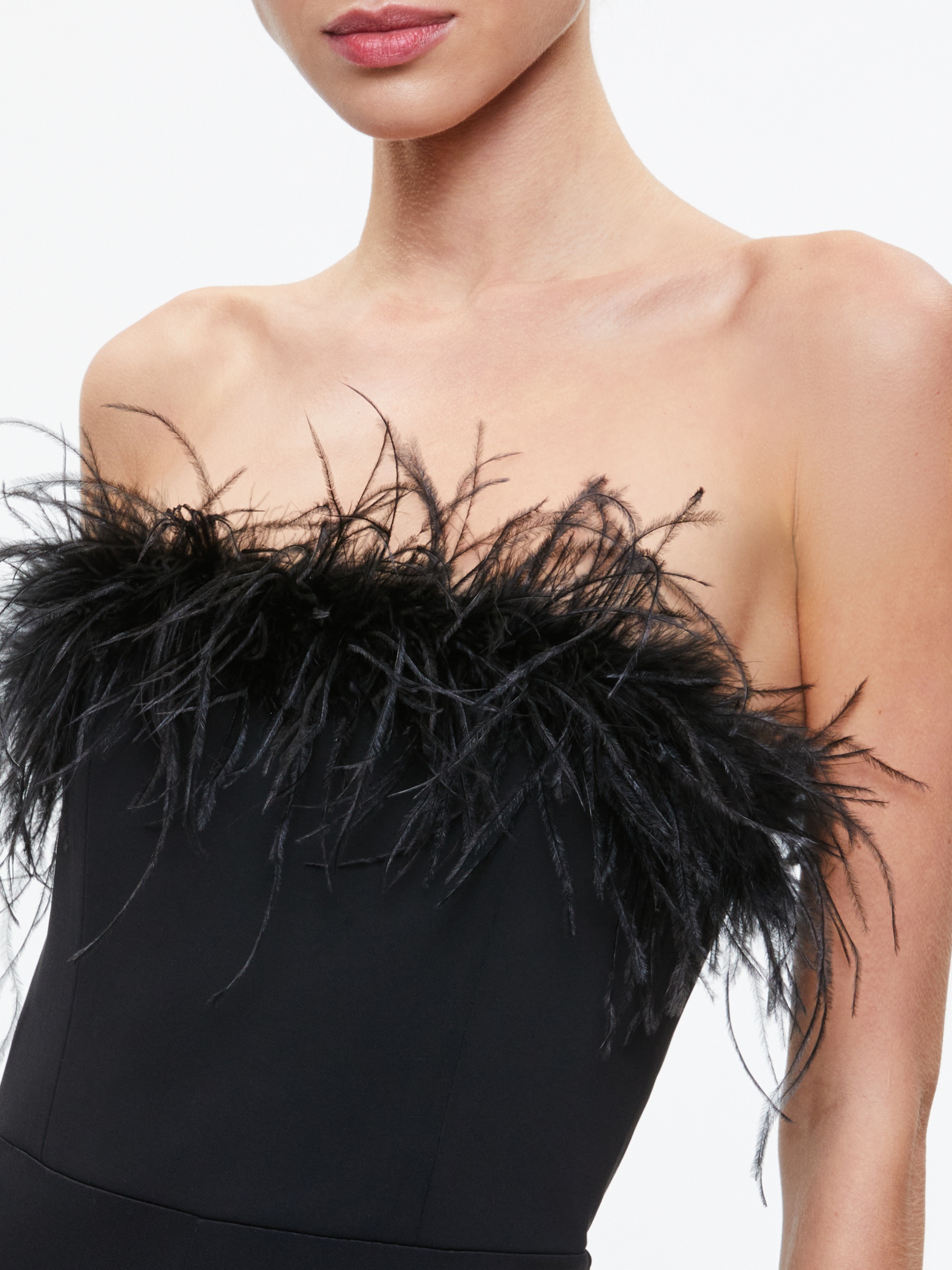 IDELL OFF SHOULDER FEATHER TRIM JUMPSUIT - 5