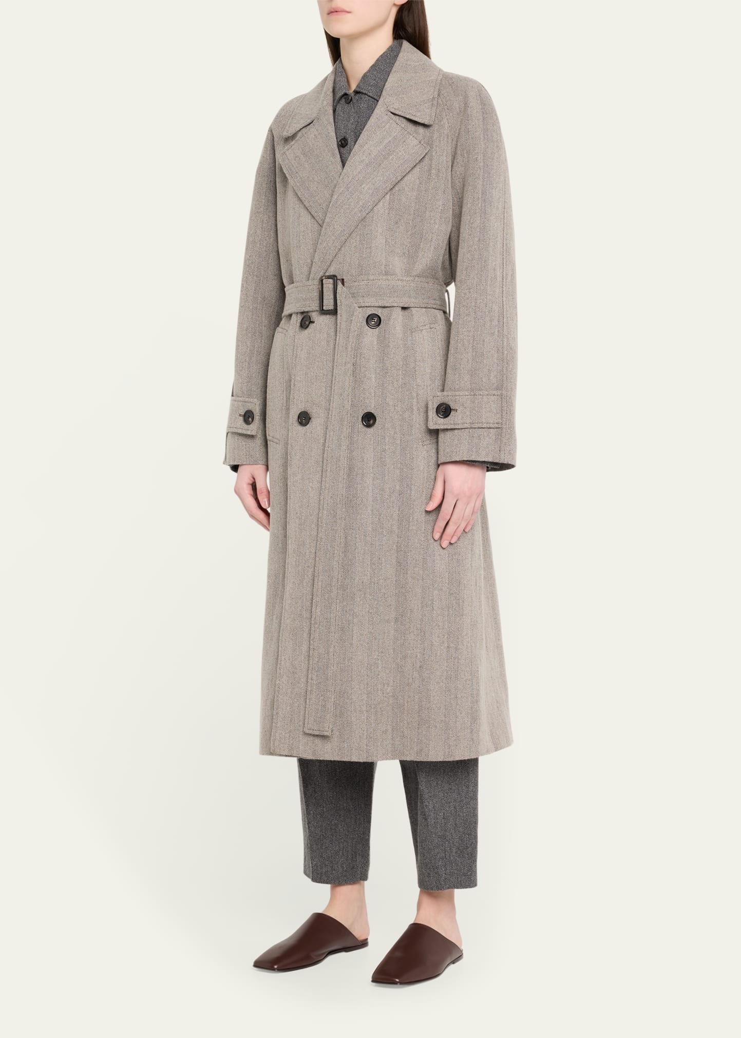 Foster Double-Breast Belted Wool Cashmere Coat - 4