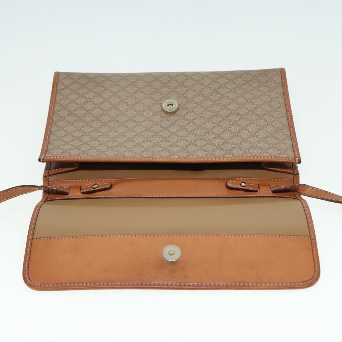CELINE Macadam Canvas Shoulder Bag Pvc Beige - 15
