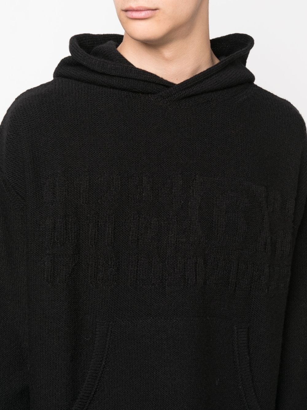 number-motif knitted hoodie - 5