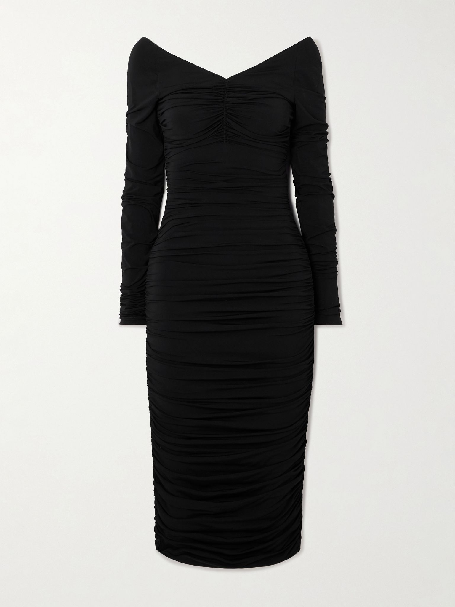 Ruched jersey midi dress Black - 1