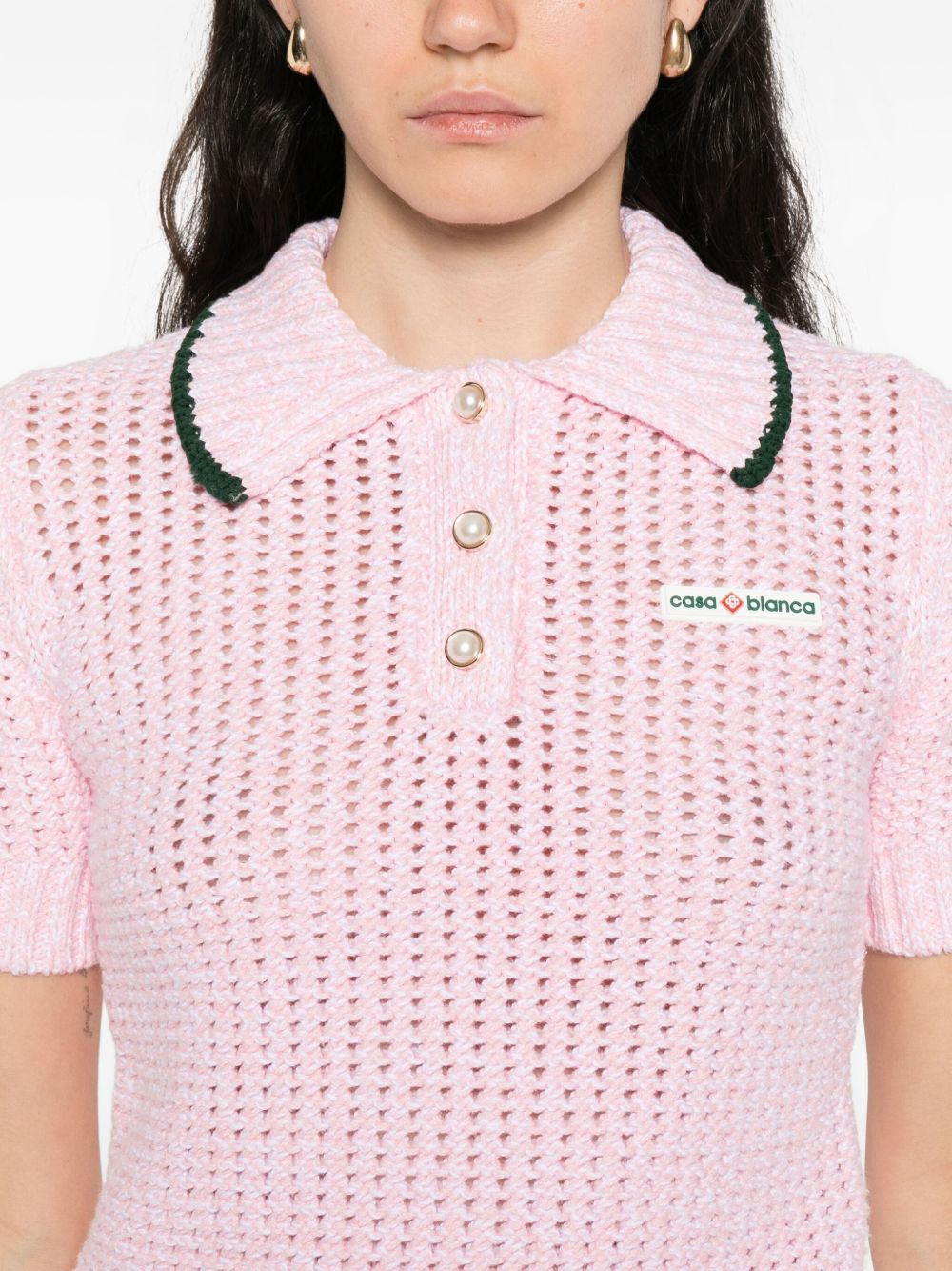 textured-knit polo top - 5