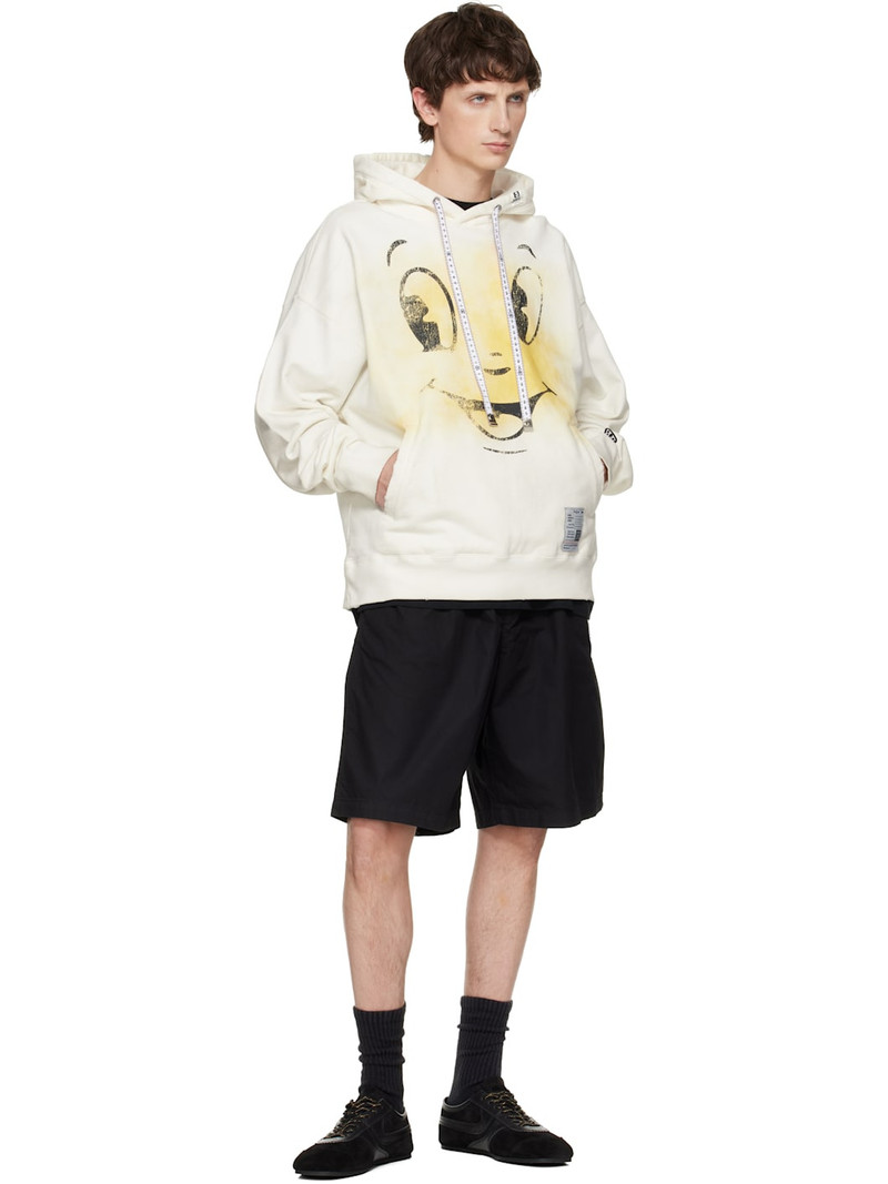 Maison MIHARAYASUHIRO White Happy Face Printed Distressed Hoodie outlook