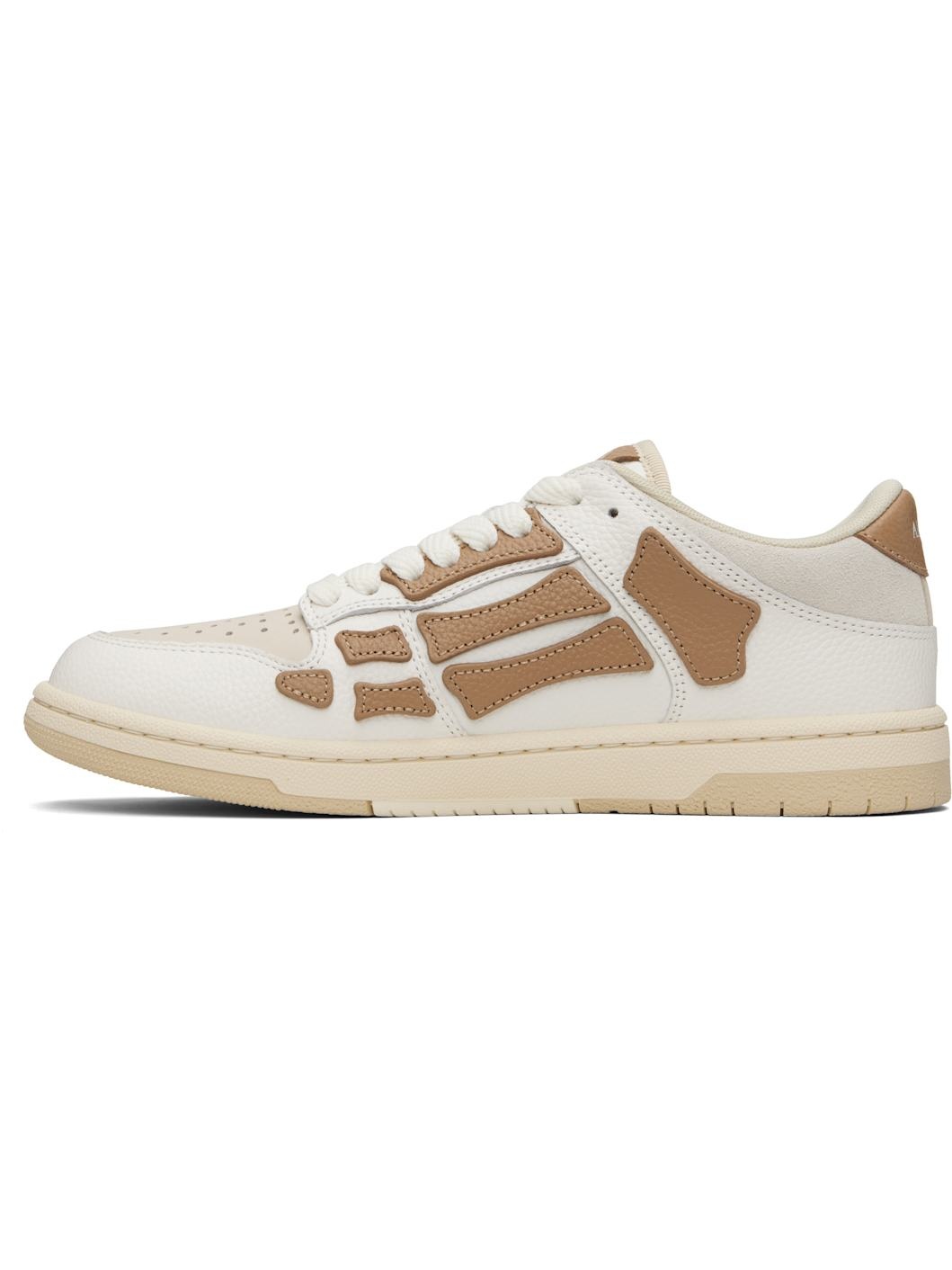 White & Tan Skel Top Low Sneakers - 3