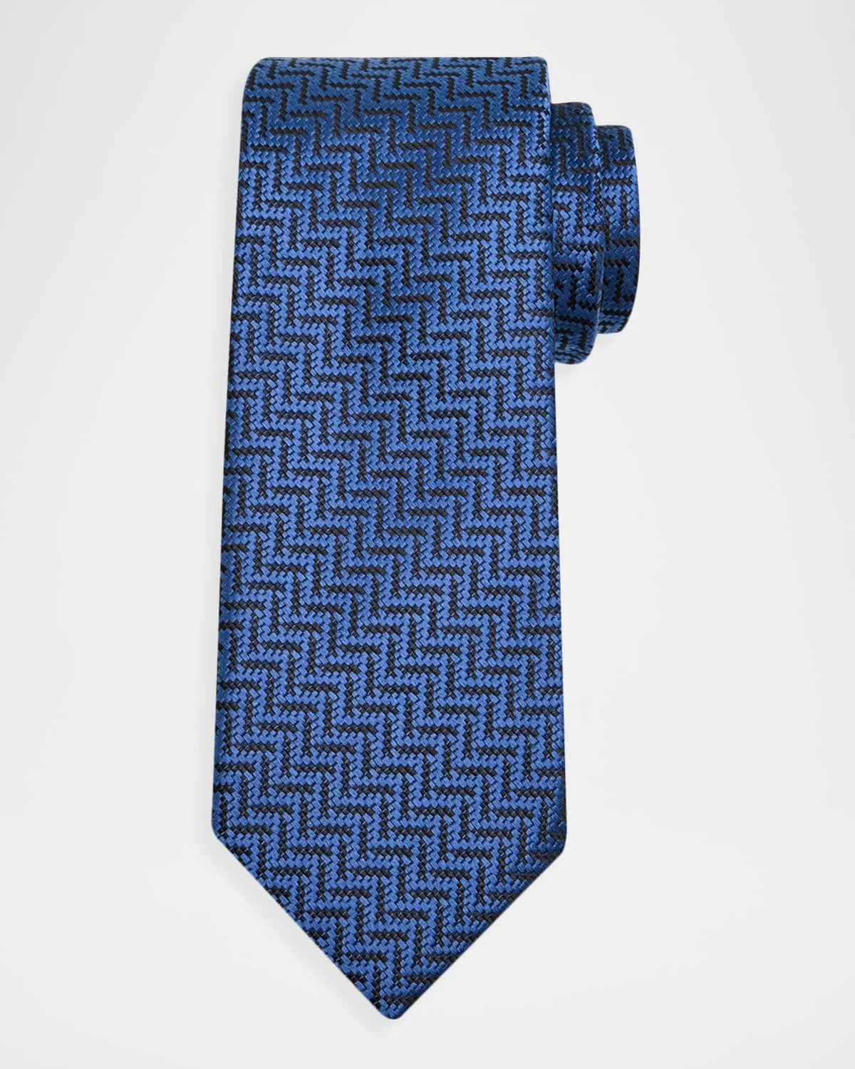 Men's Diagonal Chevron Silk Tie - 1