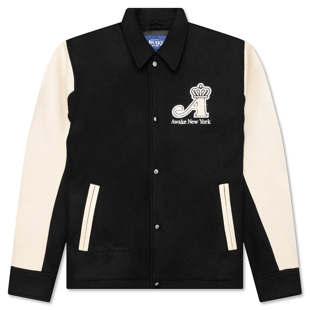 CROWN VARSITY JACKET - BLACK - 1