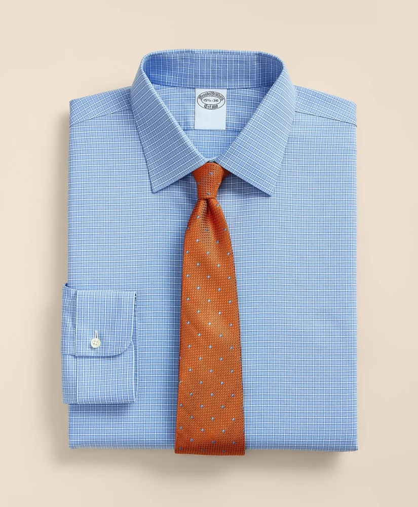 Stretch Supima® Cotton Non-Iron Royal Oxford Ainsley Collar, Ground Check Dress Shirt - 1
