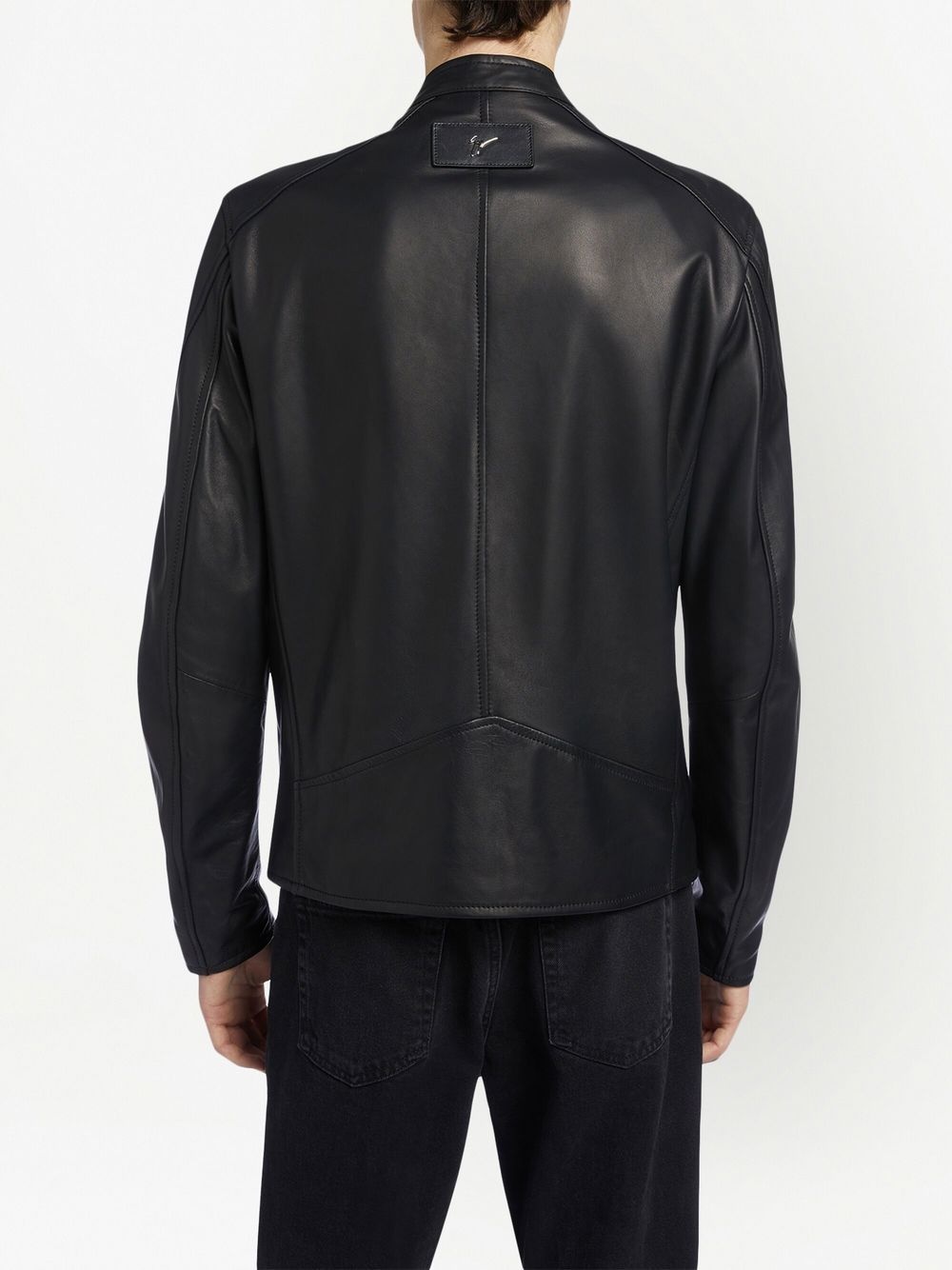 zipped leather jacket - 4