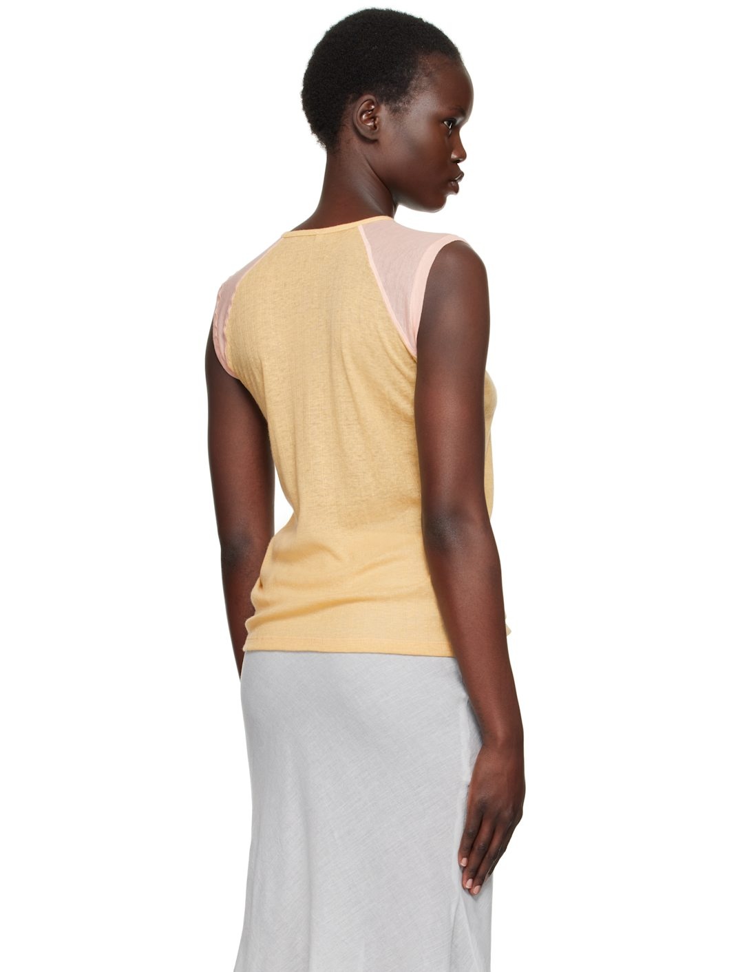 Beige & Pink Gene Tank Top - 3