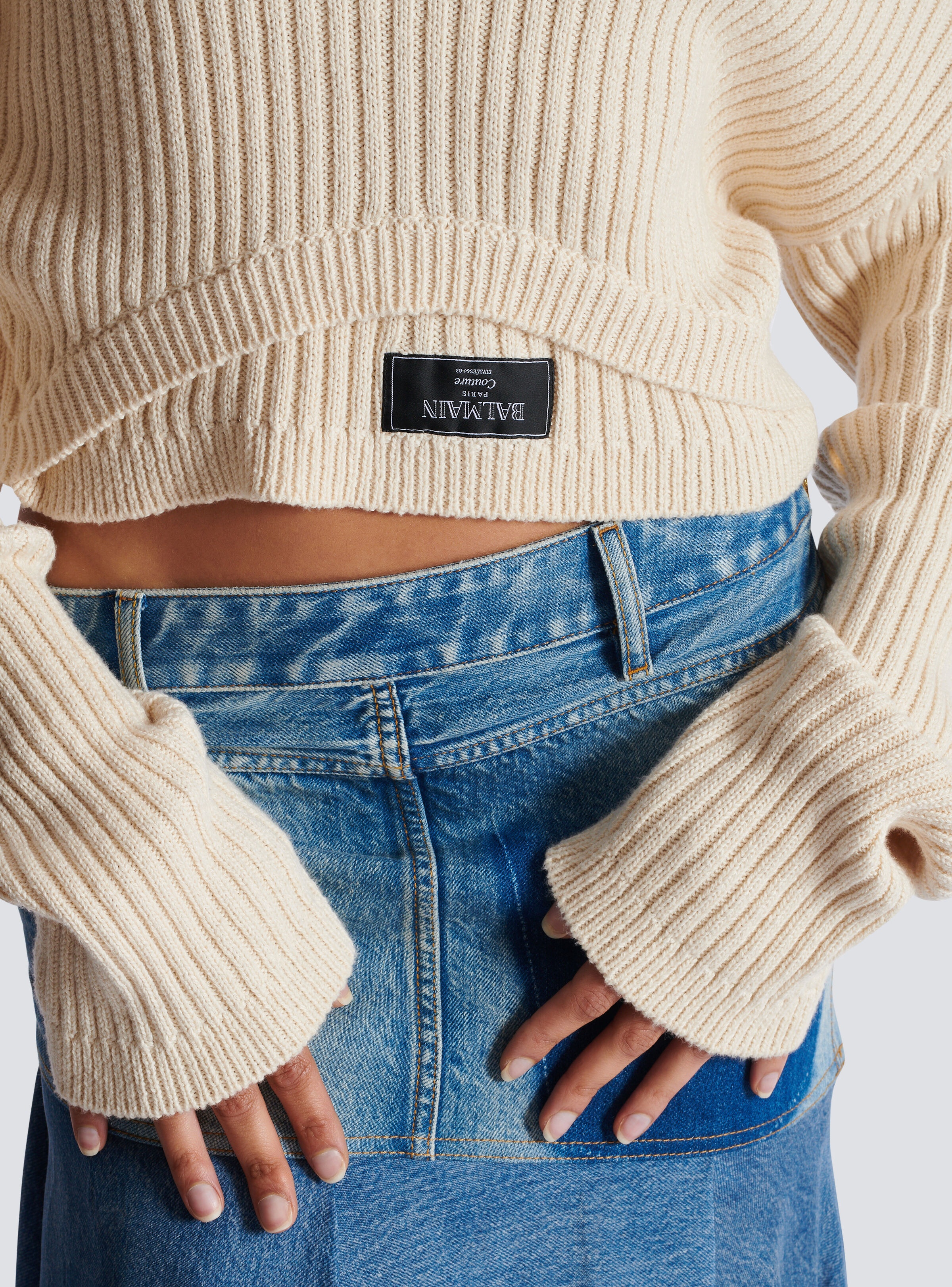 Boat neck optical illusion ribbed crop top - 8