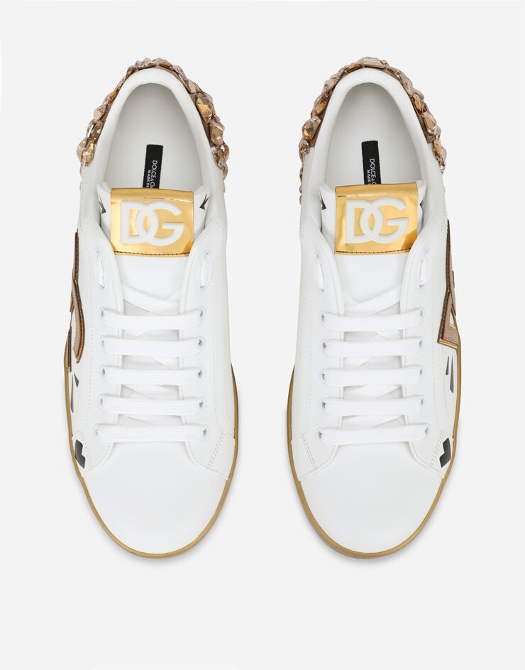 Printed calfskin nappa Portofino sneakers with DG logo and embroidery - 4