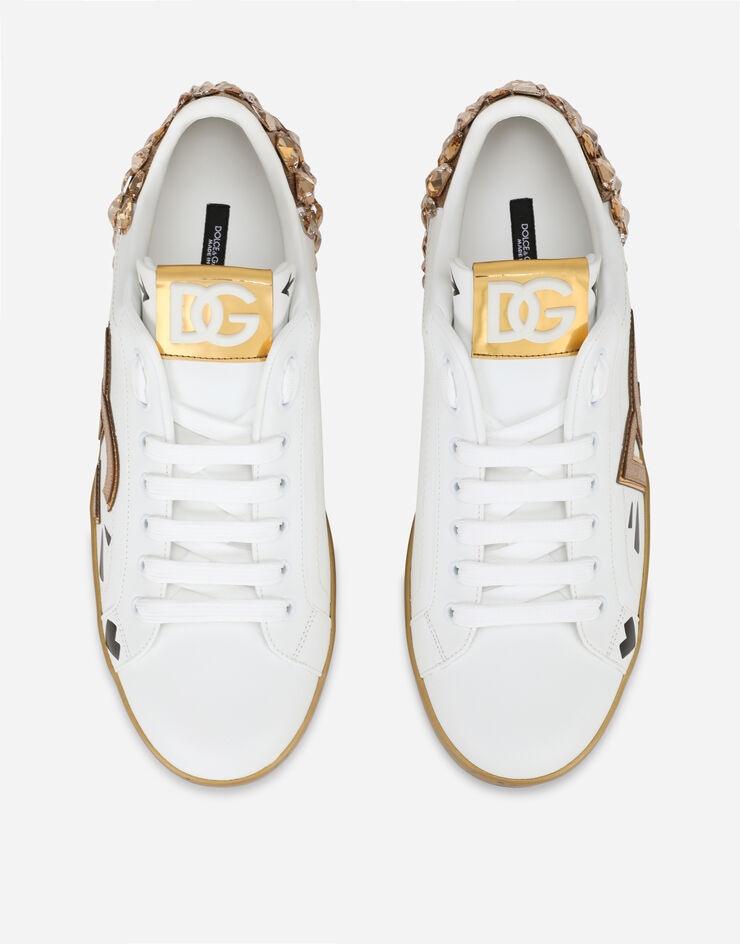 Printed calfskin nappa Portofino sneakers with DG logo and embroidery - 4