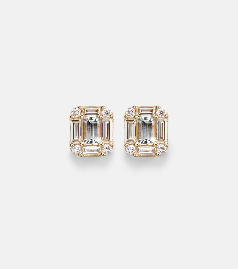Shield Of Strength 14kt gold earrings with diamonds and aquamarine 1
