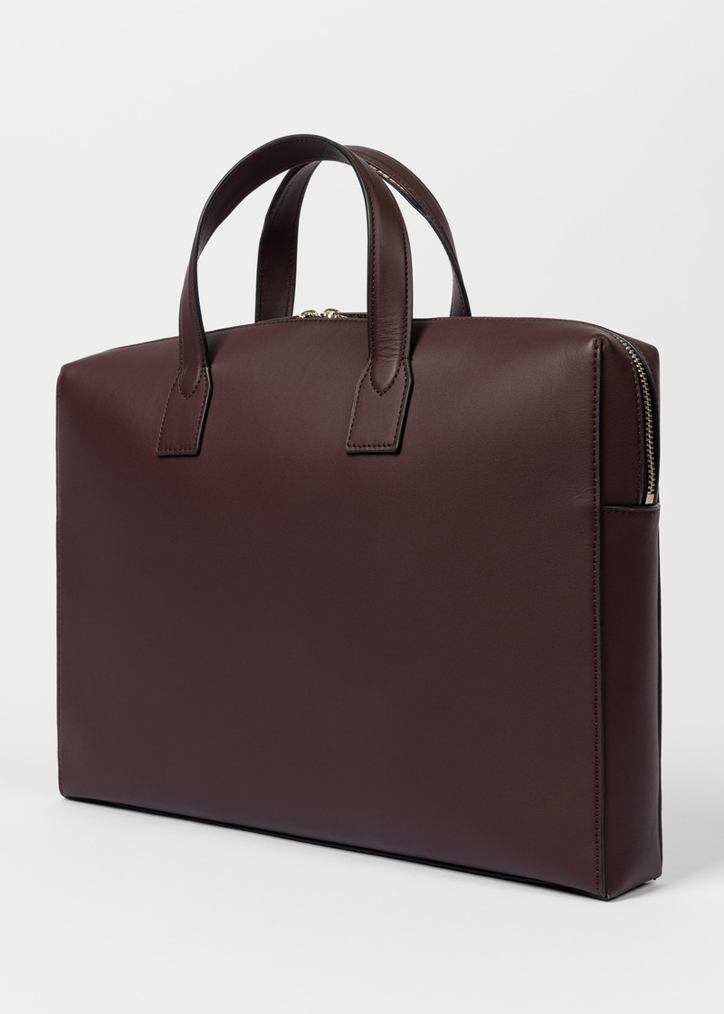 Signature Stripe Trim Burgundy Calf Leather Folio 5