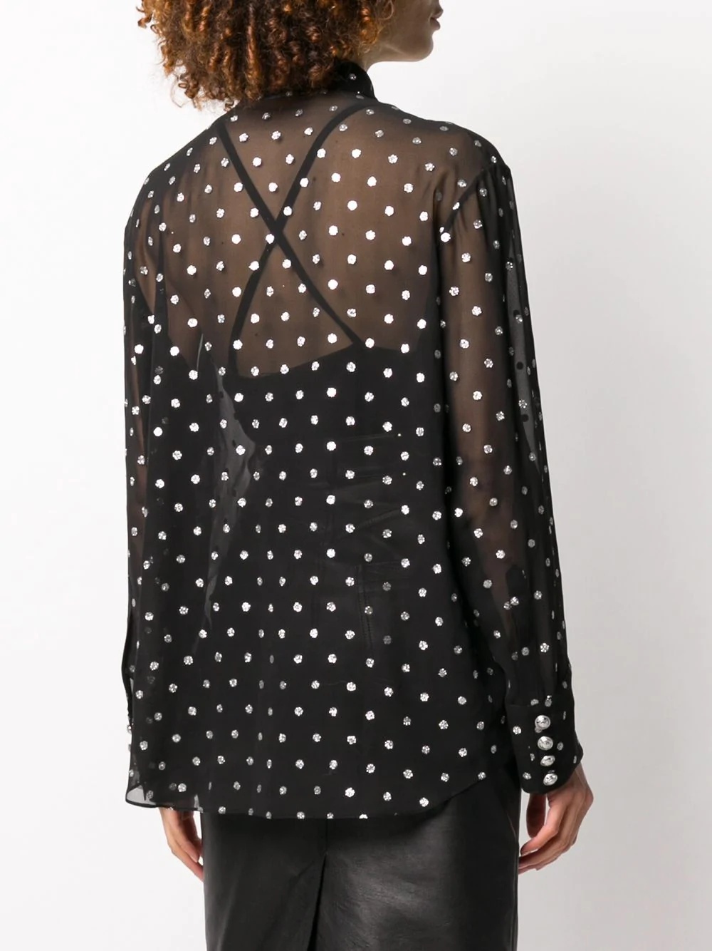 polka-dot long-sleeved shirt - 4