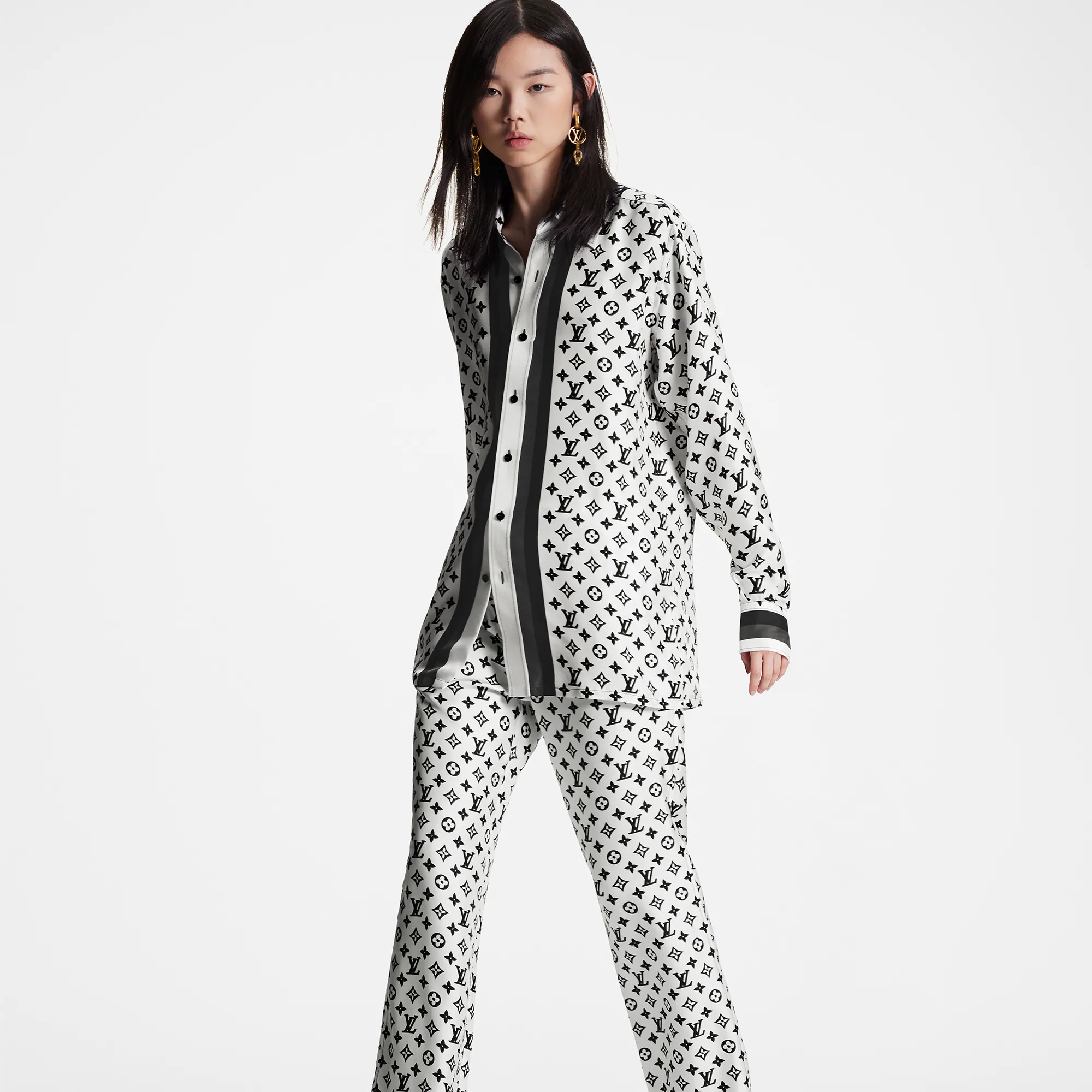 3D Monogram Stripe Accent Pajama Pants - 5