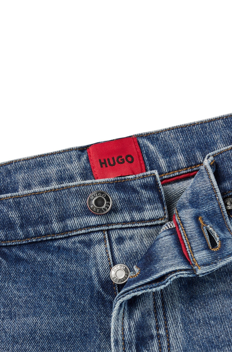 TAPERED-FIT JEANS IN BLUE STRETCH DENIM 6