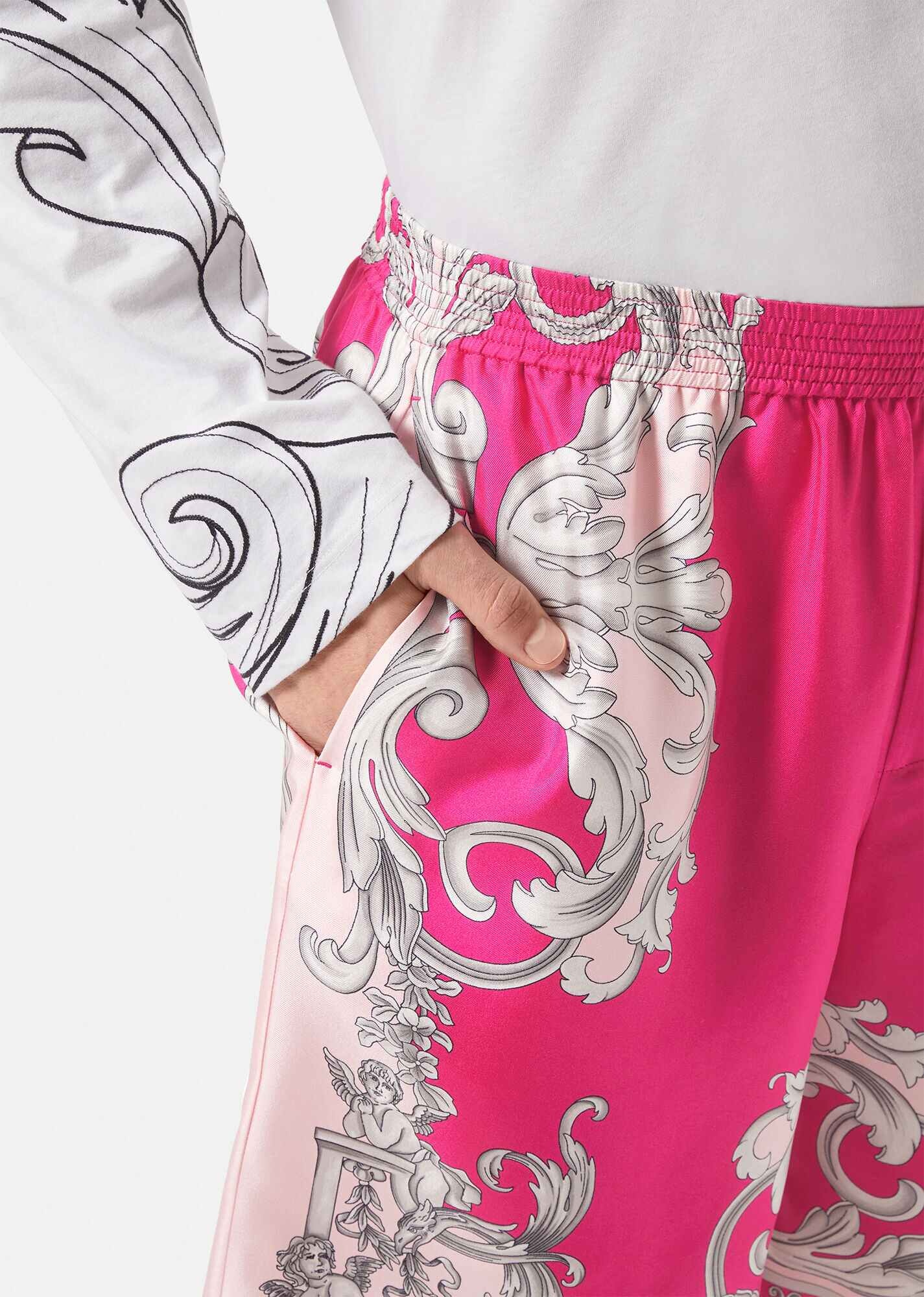 Silver Baroque Silk Shorts - 5