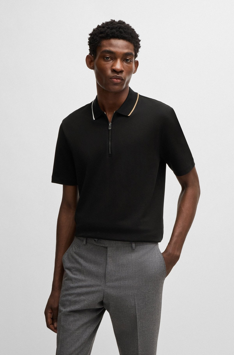 ZIP-NECK POLO SHIRT IN INTERLOCK COTTON 2
