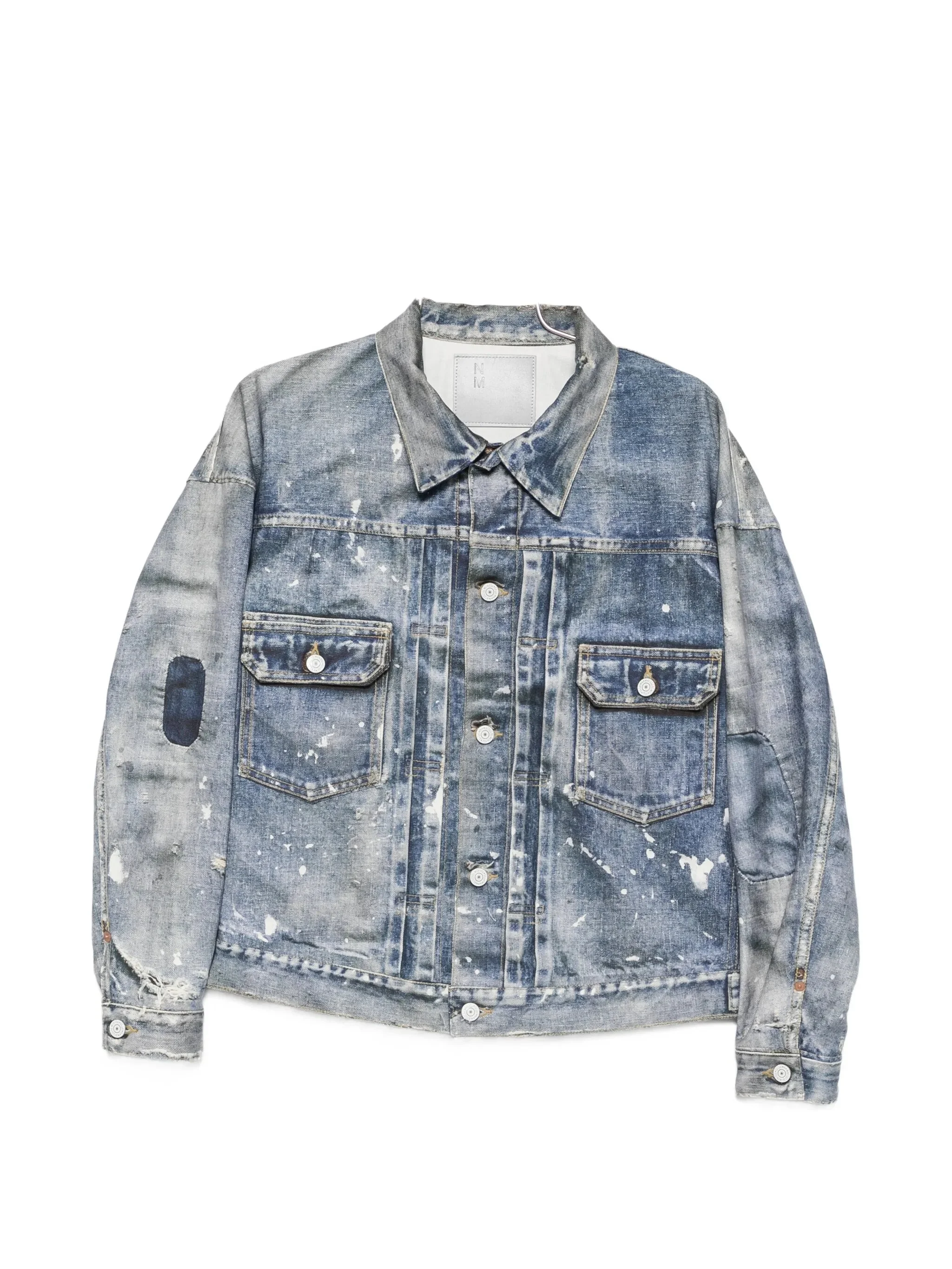 Junya Watanabe Distressed Paint-splatter Denim Jacket - 1