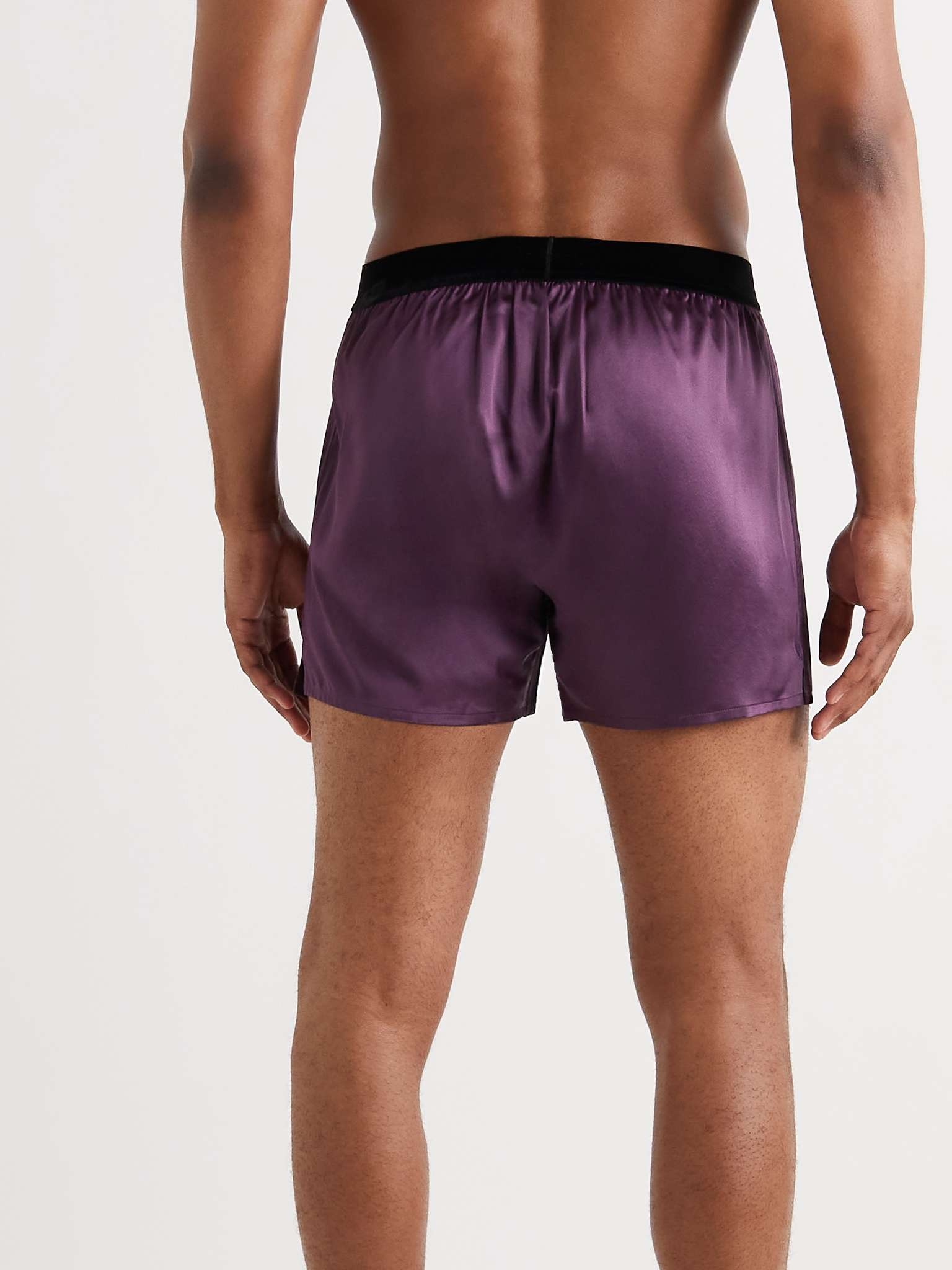 Velvet-Trimmed Stretch-Silk Satin Boxer Briefs - 3