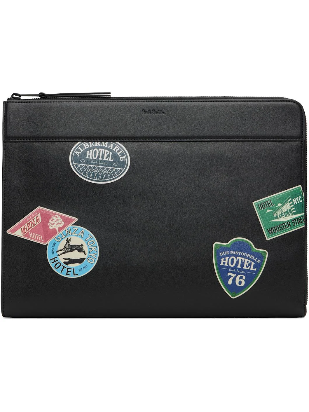 Black 'Hotel Stickers' Document Case - 1