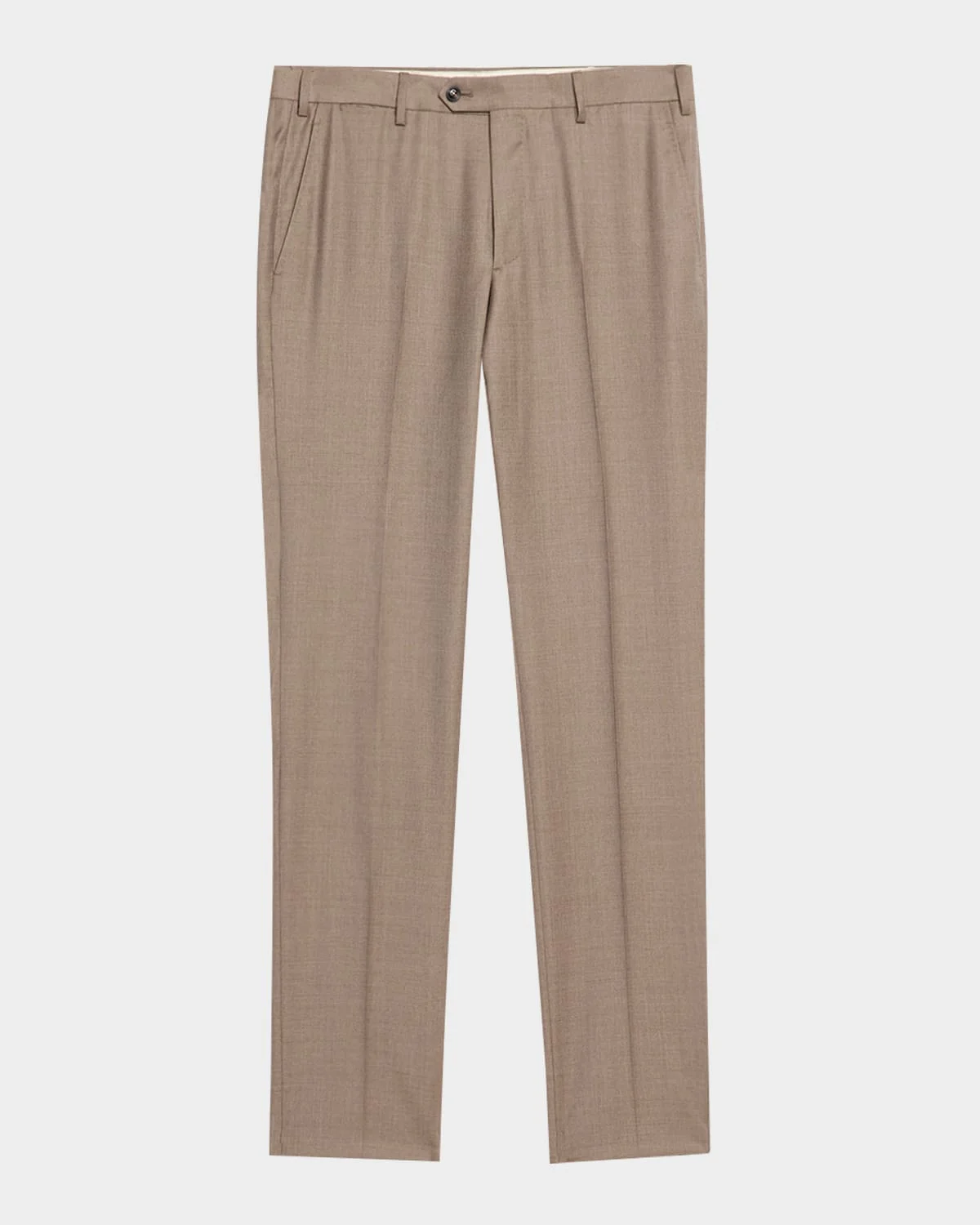 Men's Wool Sharkskin Flat Front Trousers - 1