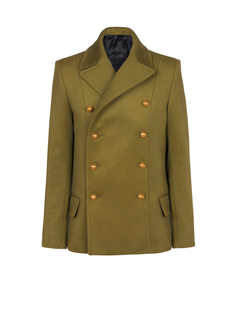Double-breasted wool pea coat 1