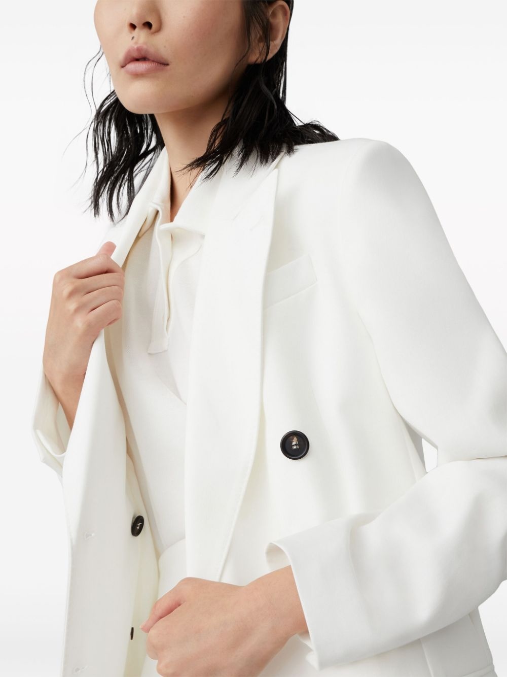 double-breasted cotton-twill blazer - 6