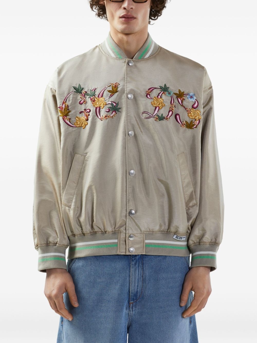 floral-embroidery bomber jacket - 3