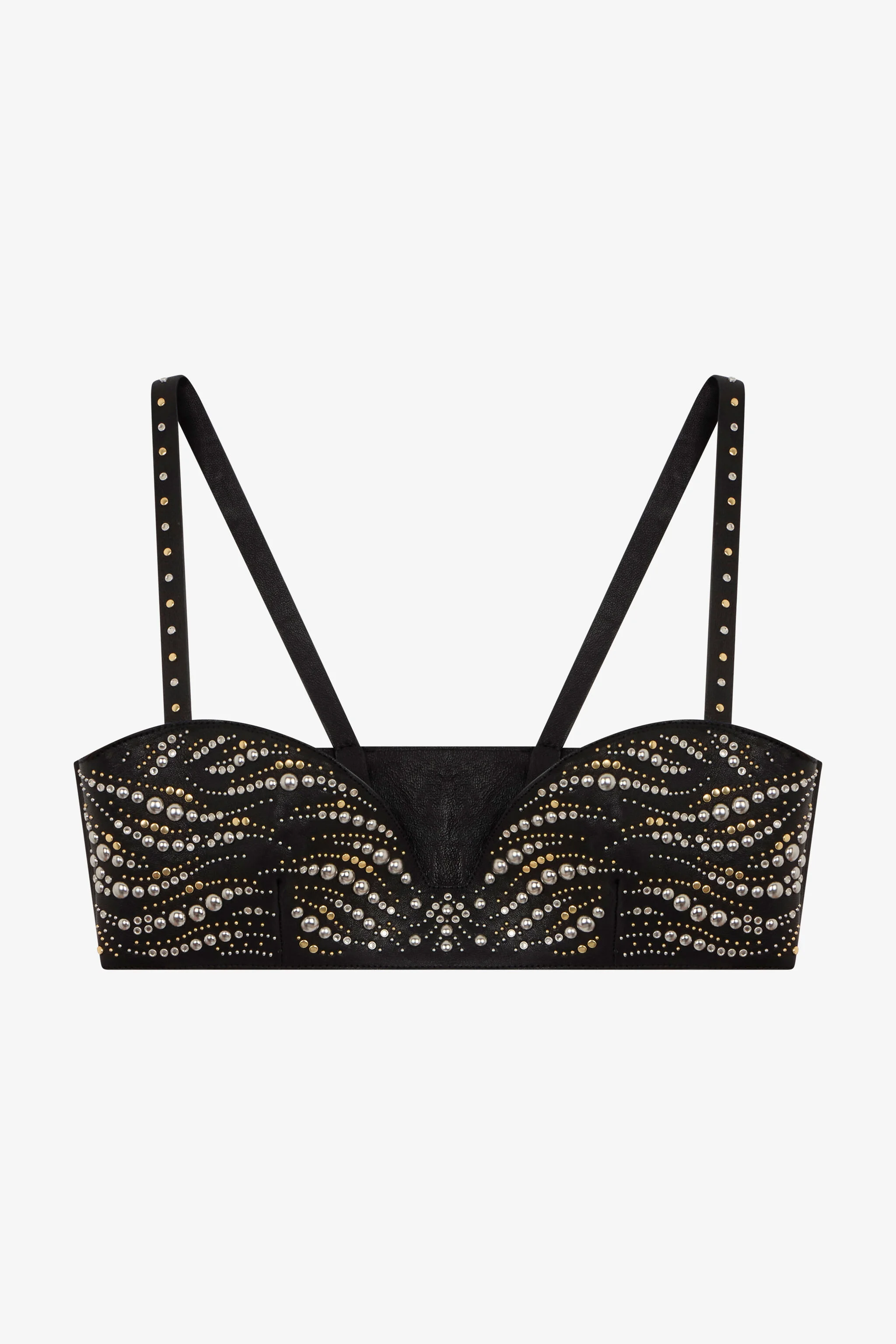 Black Leather Top With Studs - 1
