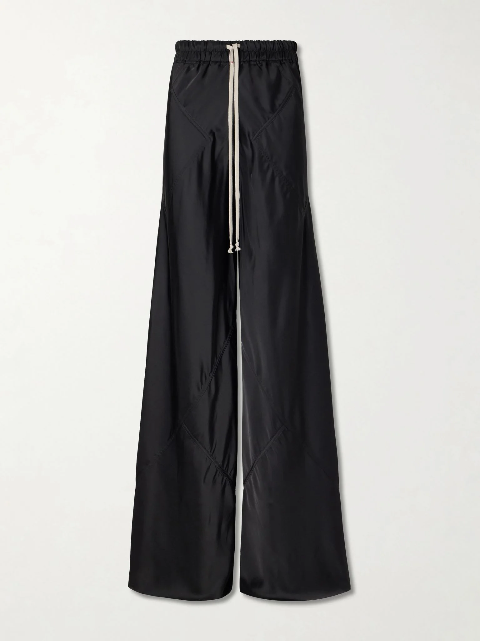 Charmeuse wide-leg drawstring pants Black - 1