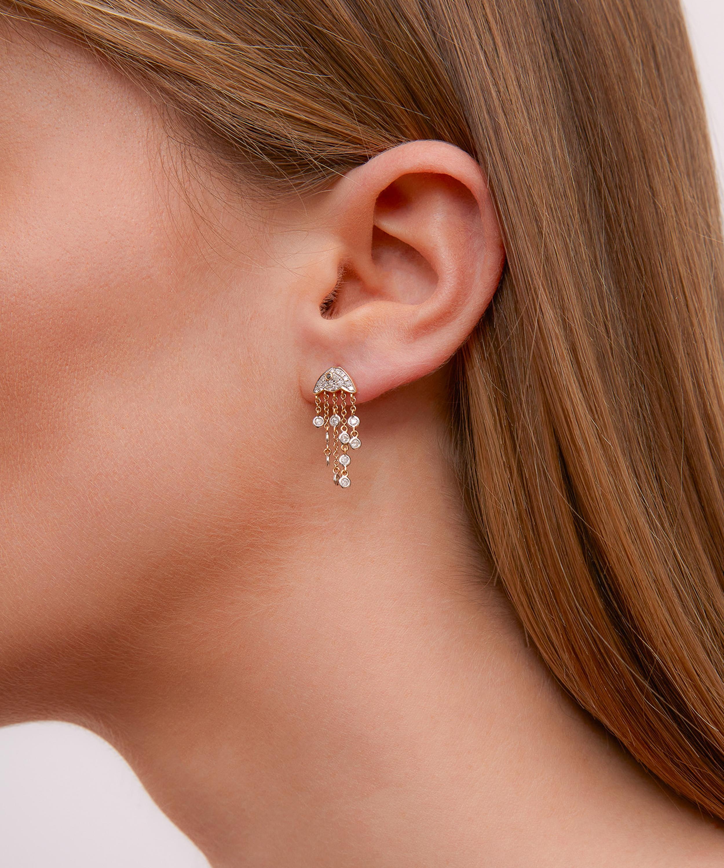 18ct Gold Diamond Jellyfish Drop Earring - 4