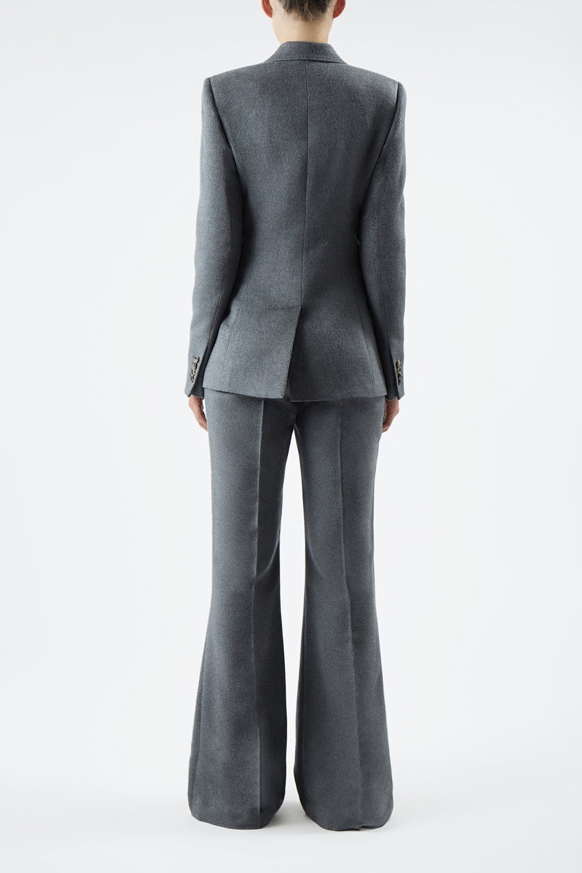 Jones Pant in Dark Grey Melange Winter Silk - 4