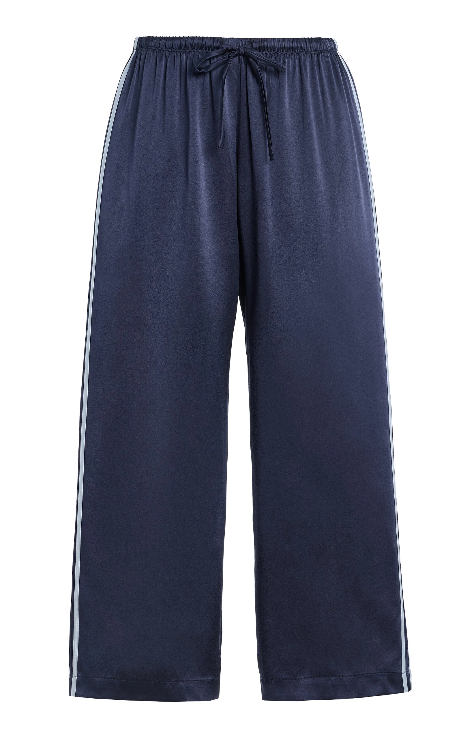 Striped Silk Wide-Leg Cropped Pants navy - 1