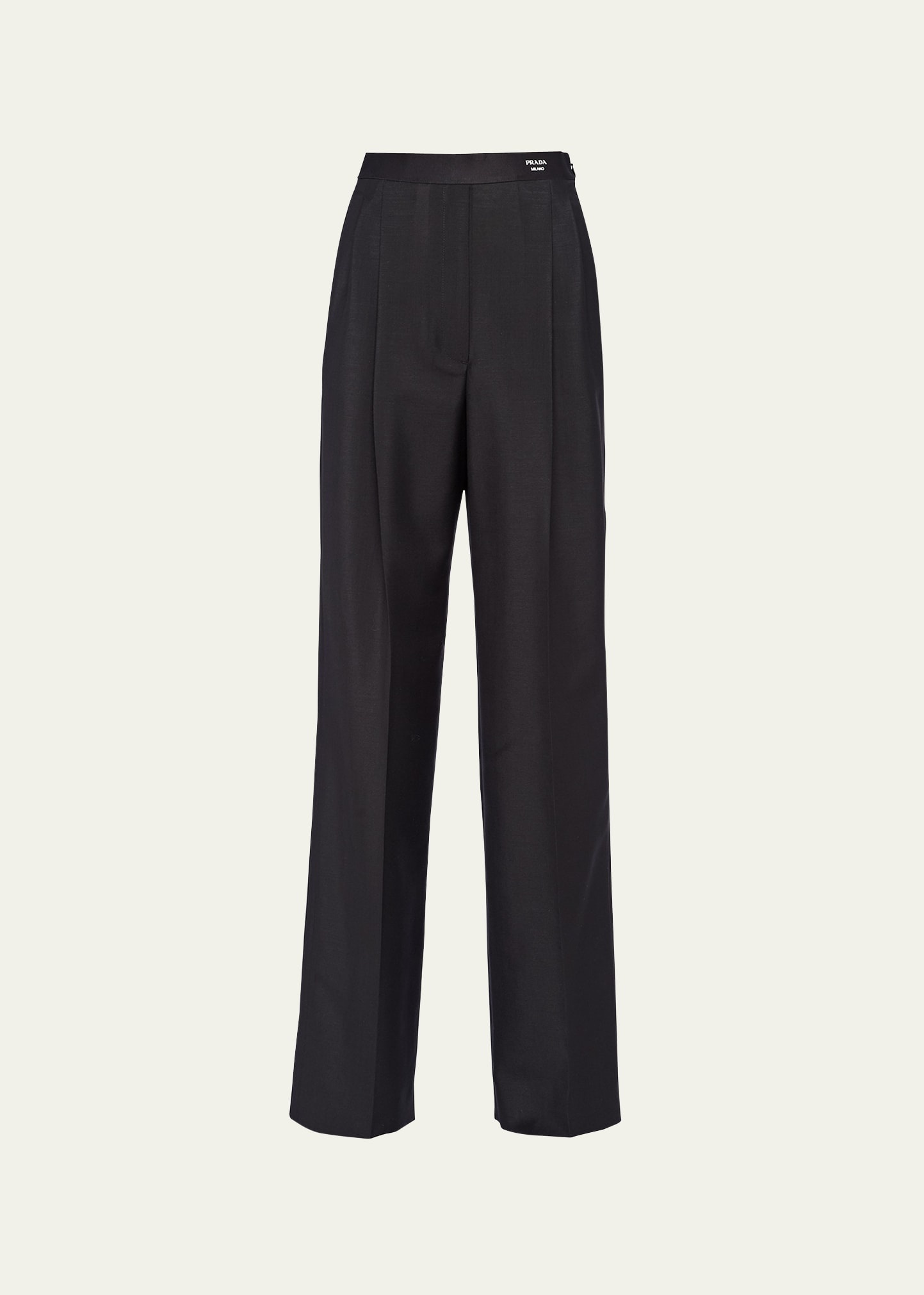 Pintuck Mohair Wide-Leg Trousers - 1