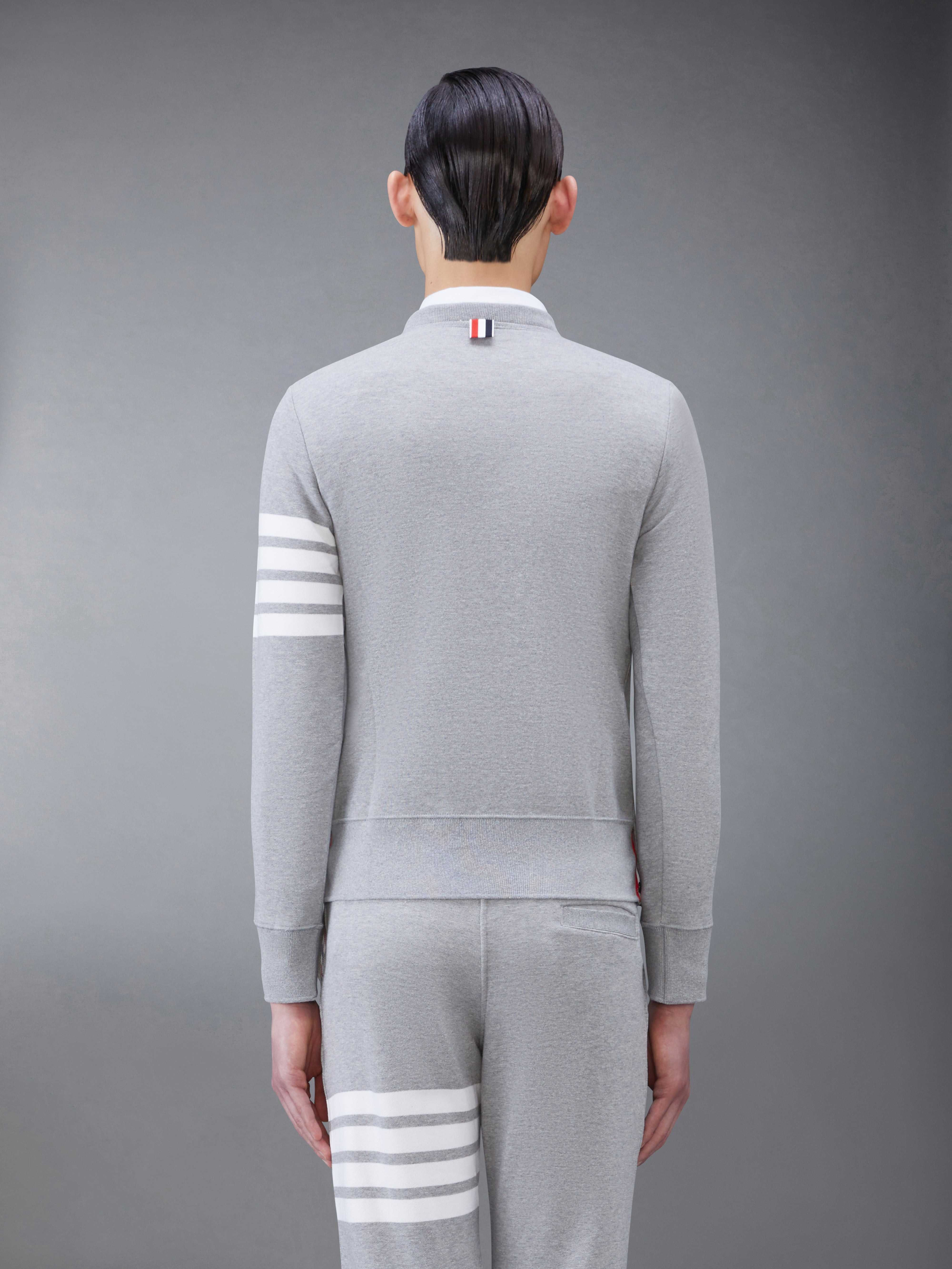 Light Grey Loopback Jersey Knit 4-bar Crew Neck Sweatshirt - 2
