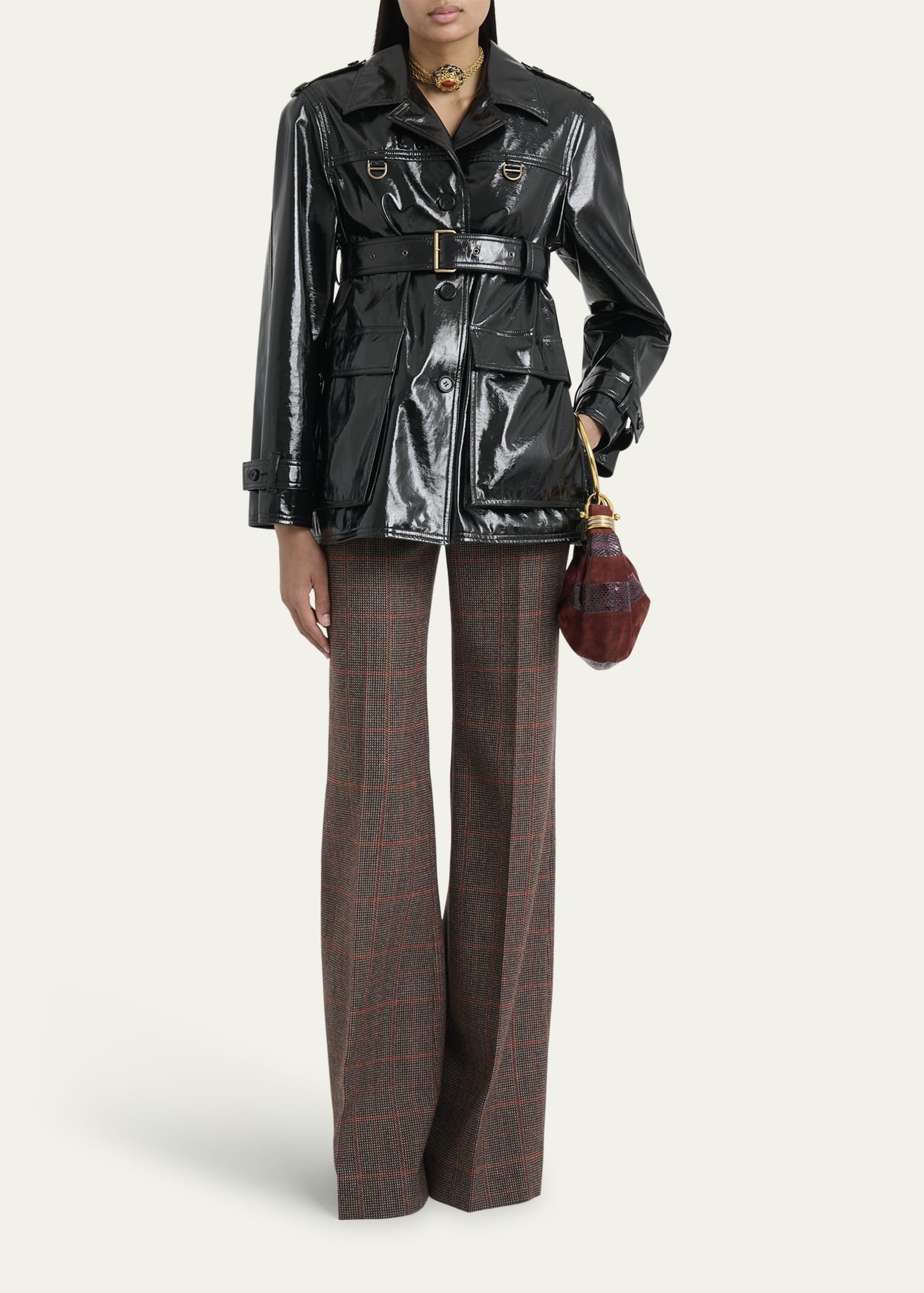 Plaid Wide-Leg Pants - 2